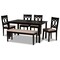 Baxton Studio Bennett Sand Upholstered and Dark Brown Wood 6-Piece Dining Set 172-9399-10916-10519 - alternate 1